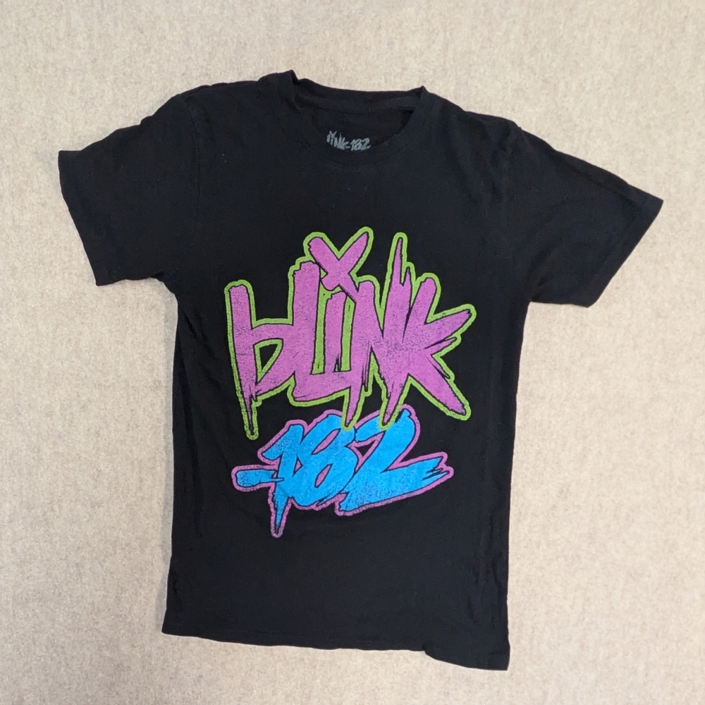 Blink 182 Black Band T Shirt Vintage Neon Logo Men's Size Medium